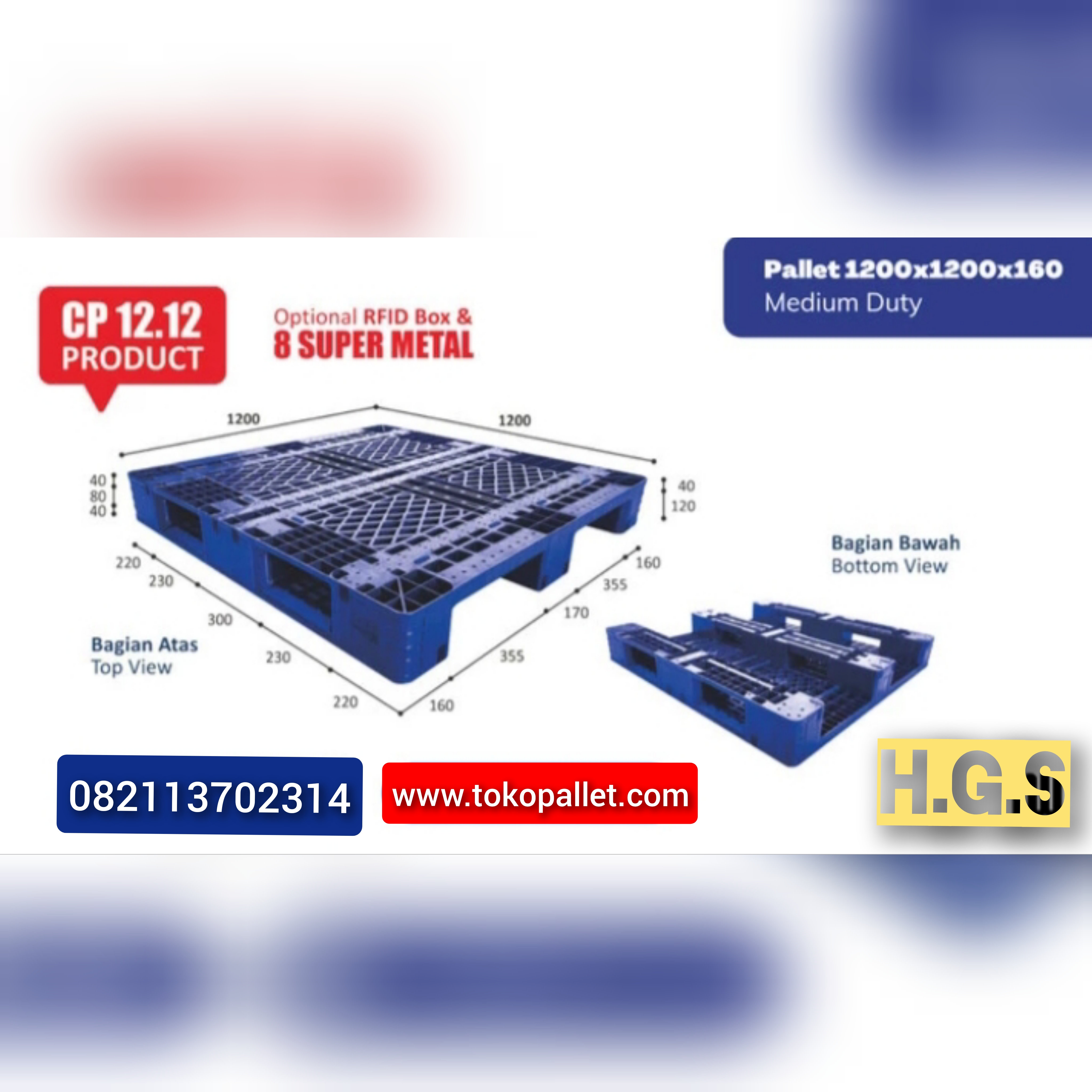 Pallet Plastik 120x120x16 cm Heavy Duty