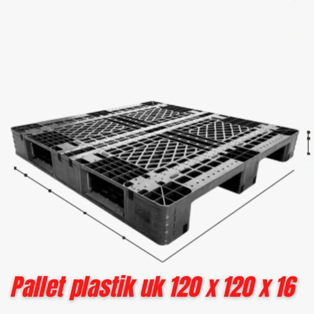 Pallet Plastik 120x120x16 cm Hitam Heavy Duty
