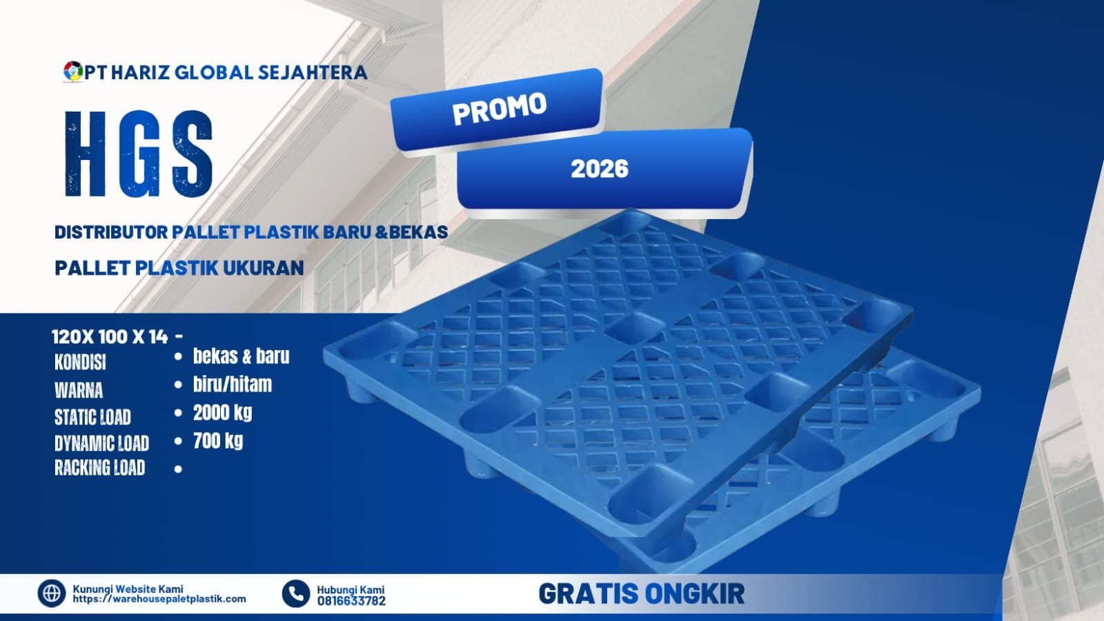 Jual pallet plastik 100 x 120 x 14 cm