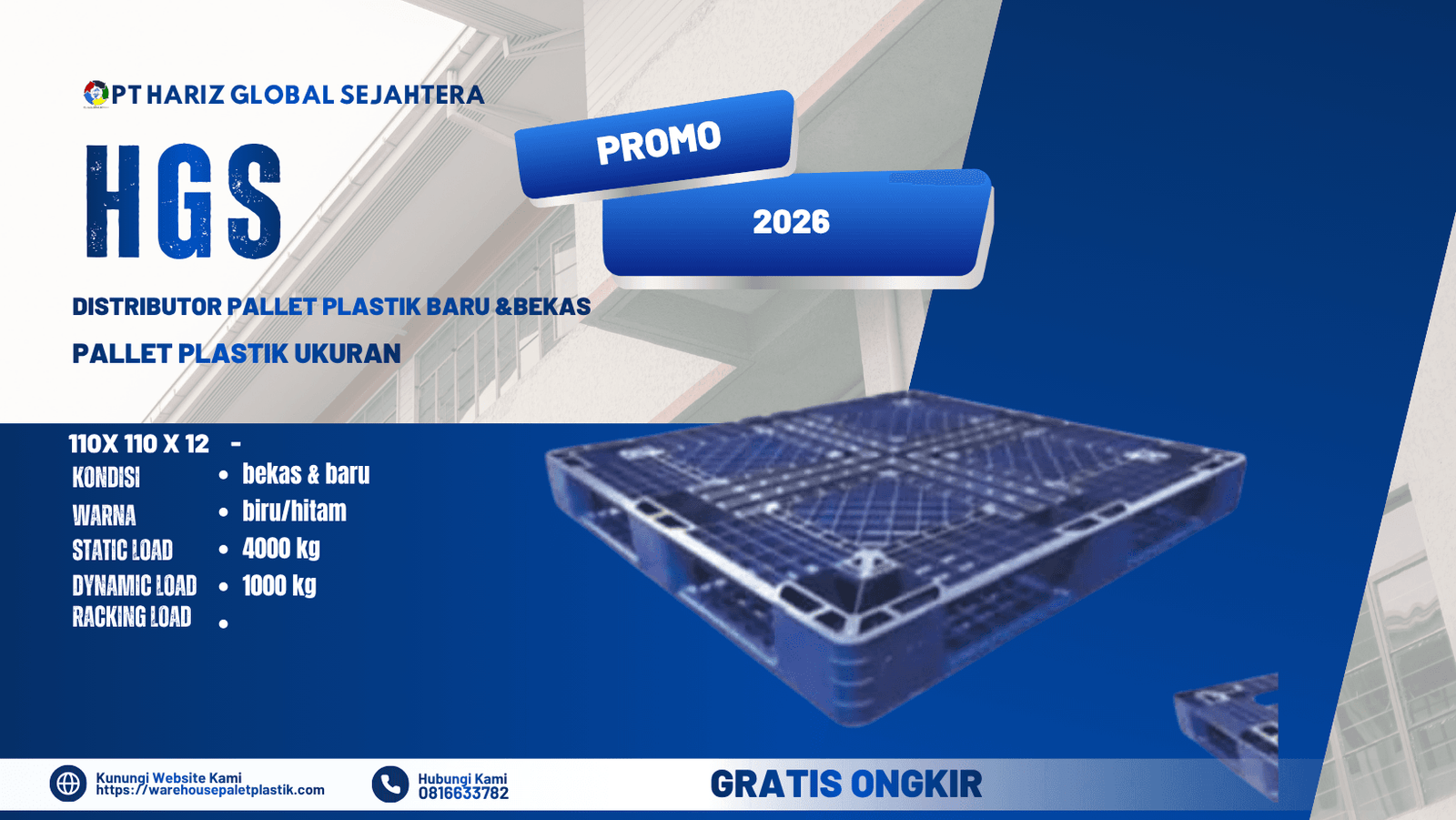 Supplier pallet plastik 110x110x12 cm