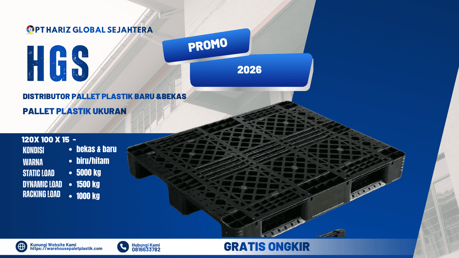Produsen Pallet 1200x1000x150 mm hitam type